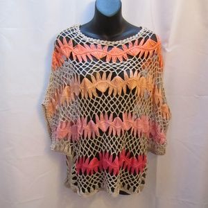 Say What? Short Sleeve Scoop Neck Crocheted